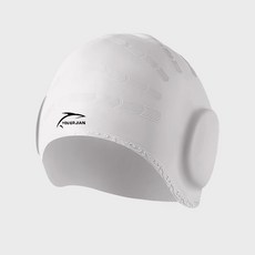 YOU ER JIAN 升級加大護耳泳帽 成人男女長髮防水舒適游泳帽, 1個, 純凈白 經典款