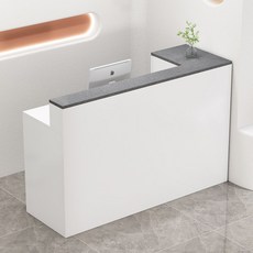 바 카운터 캐셔 리셉션데스크 인포데스크 카페 미용실 계산대 사무실, 160x45x100cm, 화이트 수납장 + 그레이 좌측 높은 플랫폼