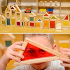 masterkidz 巨型彩色鏡面空心透視積木-51件 視覺追視 認知學習 益智玩具, 1個