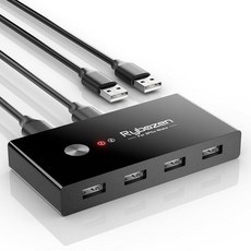 Jancane 2대의 컴퓨터용 USB 스위치 셀렉터 USB 스위치 공유 4개의 USB 2.0 장치 주변 장치 허브 마우스 키보드 스캐너 프린터용 원 버튼 교체 및 2팩 US, Jancane 2대의 컴퓨터용 USB 스위치 셀렉터,