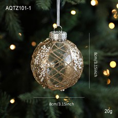 全店出貨 2025耶誕新品 8CM透明耶誕球 塑膠粘粉 輕奢金粉吊球 耶誕樹吊飾 節日派對掛飾 創意耶誕球, 8CM透明球A款, 1個