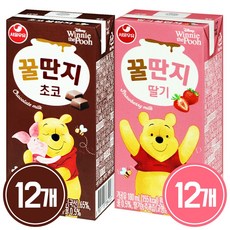 서울 우유 딸기꿀단지 180ml + 초코꿀단지 180ml, 24개