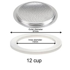 모카포트 에스프레소 커피메이커용 씰링 교체 알루미늄 필터 실리콘 가스켓 키트, 12 cup, 1개, 12 cup China Mainland