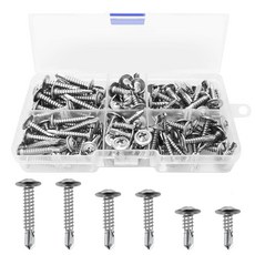 금속 셀프 태핑 육각 머리 나사 완전 나사산 주석 지붕 드릴링 볼트 외부 육각 도브테일 셀프 드릴링 나사 셀프 드릴링 육각 머리 나사 조합 키트 셀프 태핑 나사, 일자 헤드 M4.2+M4.8 나사 120개, 1개