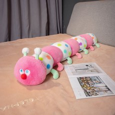 卡通毛毛蟲長條抱枕 柔軟毛絨靠枕 兒童玩偶, 玫紅:90cm, 1個