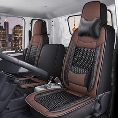 봉고3 화물차시트 포터2 운전석 트럭 메쉬 더블캡 좌석 가죽 퀼팅 커버, 3. 블랙 브라운 / 운전석+조수석 세트