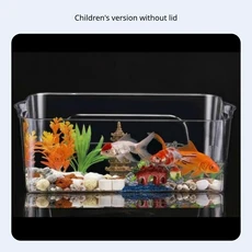 작은 애완동물을 위한 뚜껑이 있는 투명한 데스크탑 수생 서식지, 04 Kids No Lid