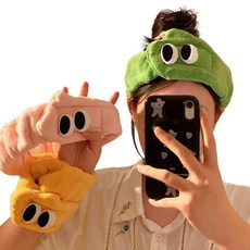 보리별 동글이 세안밴드 극세사 고급 찍찍이 밴딩 헤어밴드 샤워 세수 머리띠 남녀공용, 1개, 그린