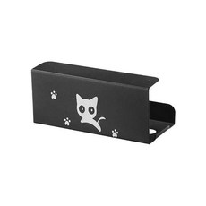 免打孔廚房紙巾架 櫥櫃壁掛捲紙收納架 桌下抽取式紙巾架, 1個, 懸掛款式【黑色-小貓款式】