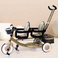 쌍둥이 푸시카 쌍둥이자전거 연년생 자전거 등하원, D. 샴페인 골드(더블 프레임), 1개