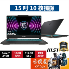 MSI微星 Cyborg 15 A2RUDX【2095TW】 C7/3050/15.6吋電競筆電, 黑, 512GB, 16GB, Windows 11 家用版