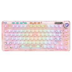 AULA F81 RGB 커스텀 3모드 유무선 기계식 키보드, 핑크, 아이스 크리스탈축, 제조사축 핑크, 아이스 크리스탈축, 제조사축