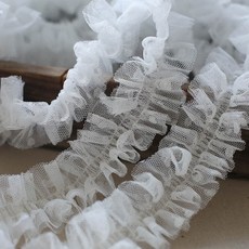 1M Pleated 레이스 속옷 메쉬 패브릭 의류 드레스 여성 우아한 럭셔리 리본 5cm 도트 바느질 용품 인형 액세서리 YU37, 골동품 황동, 1개