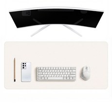 리팟 가죽 데스크 매트 와이드 장패드 마우스패드 논슬립 키보드패드, 아이보리 아이보리