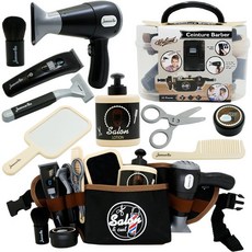 미용실 장난감 세트 헤어 디자이너 미용실놀이 직업 유아 역할놀이 메이크업, C. 10종 헤어컷세트+가방, 1개