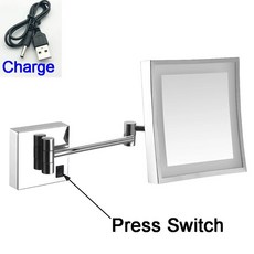 모던 블랙 욕실 LED 메이크업 듀얼 확장 거울 확대 거울 조명 접이식 황동 고급, chromechargepress