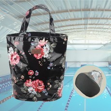 에버리빙 불투명 매쉬 목욕가방, 플라워블랙