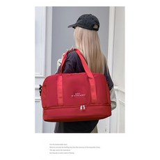 獨立鞋倉旅行包戶外休閒運動健身包女大容量短途徒步手提行李包, 紅色, 1個