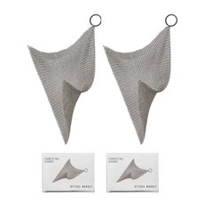 오터스마켓 316L 스텐링 수세미 18*18 빅사이즈 반영구 그물망 수세미 텀블러 불판 탄냄비 싱크대청소, 1세트, 2개