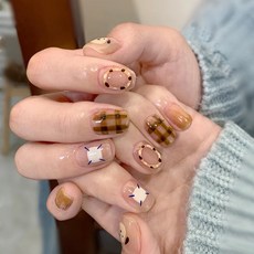 2026新款穿戴甲小香風貓眼高級感手工美甲甲片珍珠閃鑽辣妹指甲片, 1個, BS2104頑皮調皮:手工甲S碼#10片/袋