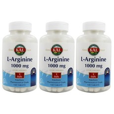 Kal L-精胺酸錠 1000mg, 120顆, 3罐
