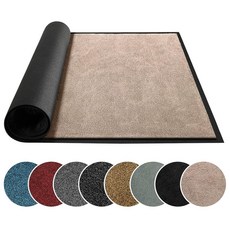 Mibao 현관 매트 야외 실내용 먼지 트래퍼 웰컴 매트 미끄럼 방지 방수 도어매트 내구성 있는 세탁기 세탁 가능한 로우 프로파일 입구 러그 뒷문 외부 파티오 현관용, 베이지