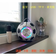 時尚球型設計移動式喇叭 歡唱麥克風 適用 戶外 野餐 K歌 演講 教學, 藍色球型