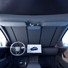 원터치 테슬라 전용 전자동 차량햇빛가리개, 1개, 블랙