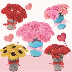 蓝天嗨購 教師節禮物不織布diy盆栽康乃馨花束兒童手工製作幼兒園益智玩具, 1個, 拍總數  款式混發