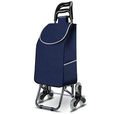 계단오르는 세발 접이식 쇼핑 카트 시장 바구니, (크리스탈휠)네이비, 1개