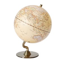 復古地球儀，清晰地圖標示，穩固底座設計，居家裝飾擺件，學習地理知識, 米白