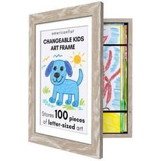 AmericanFLAT 플랫아동용아트워크프레임변경가능실버-자석문에100개의아트피스보관-21.6x27.9cm8.5x11인치레터사이즈디스플레이 매트포함또는25.4x31.4cm10x, Driftwood