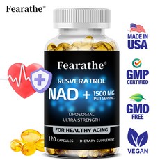 NAD+ Boost는 레스베라트롤이 풍부하여 세포활력개선 세포회복촉진 에너지와 집중력강화 식이보충제, 1개, 60회분