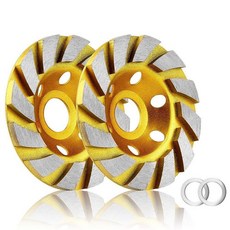 KINMINGZHU 2개-10.2cm(4인치) 콘크리트 스톤 세라믹 터보 다이아몬드 그라인딩 컵 휠 앵글 그라인더용 12개의 Segs 튼튼한 그라인더 (옐로우), 2개