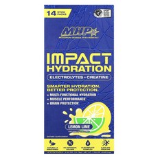 MHP 강력한 수분 보충 전해질 + 크레아틴 레몬 라임 스틱팩 14개 개당 14.76g(0.52oz) MHP-01011, 패킷, 1개, 14.76g