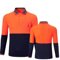 작업복 반팔 건설 유니폼 스카치 산업용, 주황색 및 파란색(반사 줄무늬 없음)