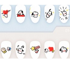 史奴比 穿戴甲 指甲貼紙 短方圓, 1個, M,透白