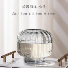 透明玻璃花瓶 水培器皿, 海洋小號（灰色）+定製籃