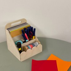하이오즈 자작나무 원목 다용도 색종이 연필꽂이 책상 정리함, 1개
