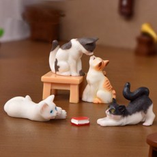 현실적 고양이 동물 피규어 테라리움 화분 인테리어 만들기 재료 소품 미니어처, 고양이장식미니어처15종1세트