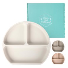 BOX [SOWAKA] 아기 식기 빨판 첨부 뒤집지 않는 실리콘 플레이트 플레이트 선물