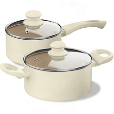 OYEAH 알루미늄 합금 세라믹 냄비 2종 세트, 베이지, 1세트, 2종세트