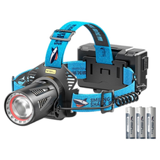 微笑鯊 TD2002 黃白雙強光頭燈 LED頭燈 揮手感應 露營 夜釣 照明, 1個, 【3電】微笑鯊 TD-2002, 黃白