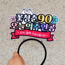 빅사이즈 생신머리띠 환갑 칠순 팔순 구순 머리띠 부모님 산수연 졸수연, 1개, 소녀 꽃청춘 90살