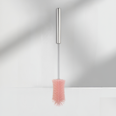 날다옥쓰 손쉬운 반자동 회전 물병 실리콘 브러쉬, 1개, 핑크