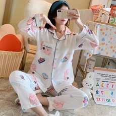 純棉紗布月子服 翻領月亮雲 孕婦哺乳睡衣
