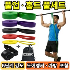 프로그립엑스 풀업밴드 턱걸이 보조밴드 TPE 1~5단계 세트, 1개, 노랑+빨강+검정+보라+초록