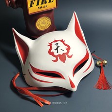 日本和風靈狐臉面具半貓妖狐舞會派對化妝道具兒童女中國風狐狸, 1個, 天, 天