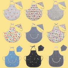 아기 유아앞치마 두건세트 요리 미술가운 어린이집 국내제작