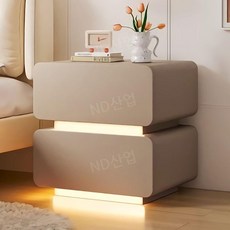 조명 협탁 침대 옆 테이블 수납장 서랍 모던 스탠딩 무드등 원목, B. 카키 센서 램프+올 솔리드 우드